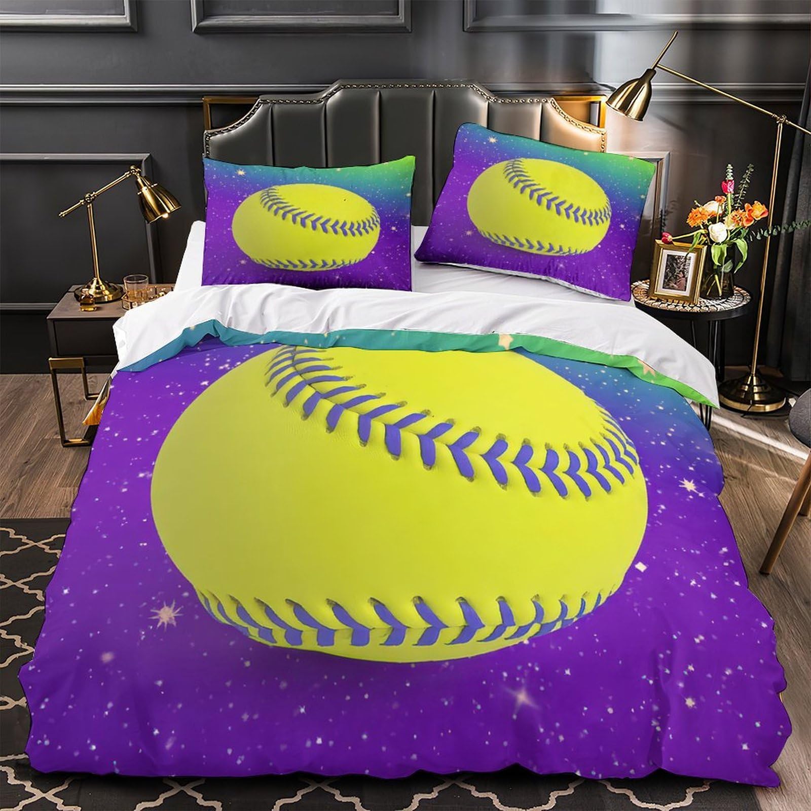 Housse de couette softball parure de lit 3D microfibre super douce