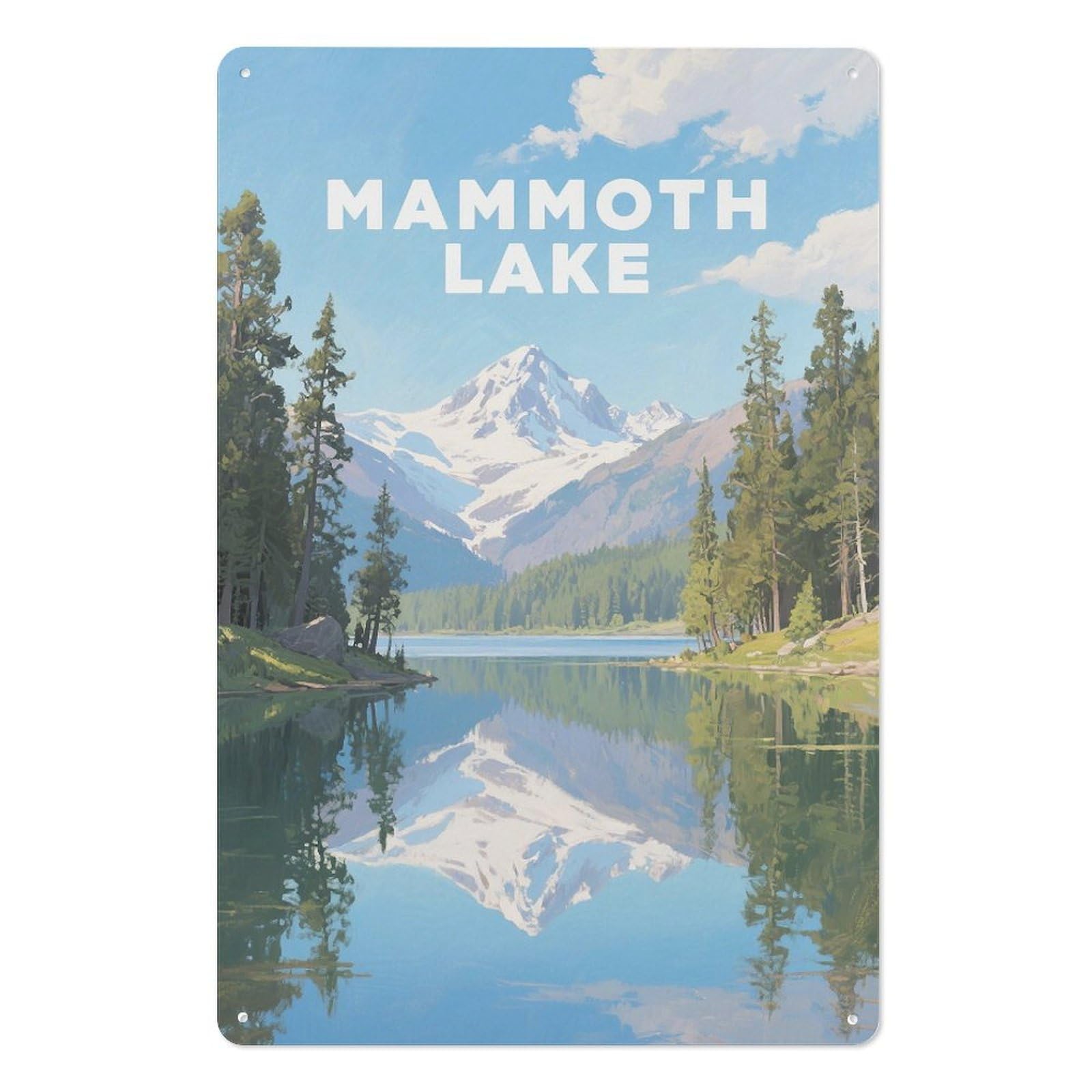 Mammoth Lake Retro Design Tin Paintings Vintage Tin Sign 08x12inch(20x30cm) Wall Art for Home Office Bedroom Living Room Cafes Wall Decor