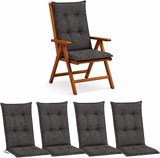 BURI Hochlehner Auflagen 4er Set 120x50x5cm Anthrazit Gartenstuhlauflagen