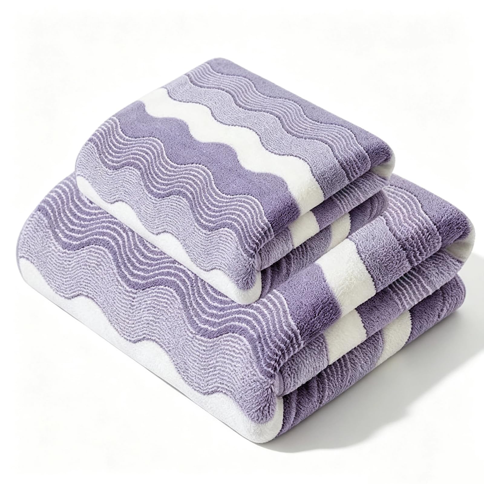 Mfwamcafk Purple Coral Fleece Towel Set, Absorbent Quick Dry Face & Bath Towels