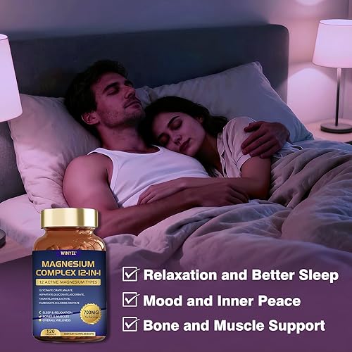 Miniatura 2 de Complejo de magnesio 700 mg 12 en 1 Suplemento de magnesio con glicinato, citrato, malato  Sueño, calma, relajación muscular, apoyo para la salud