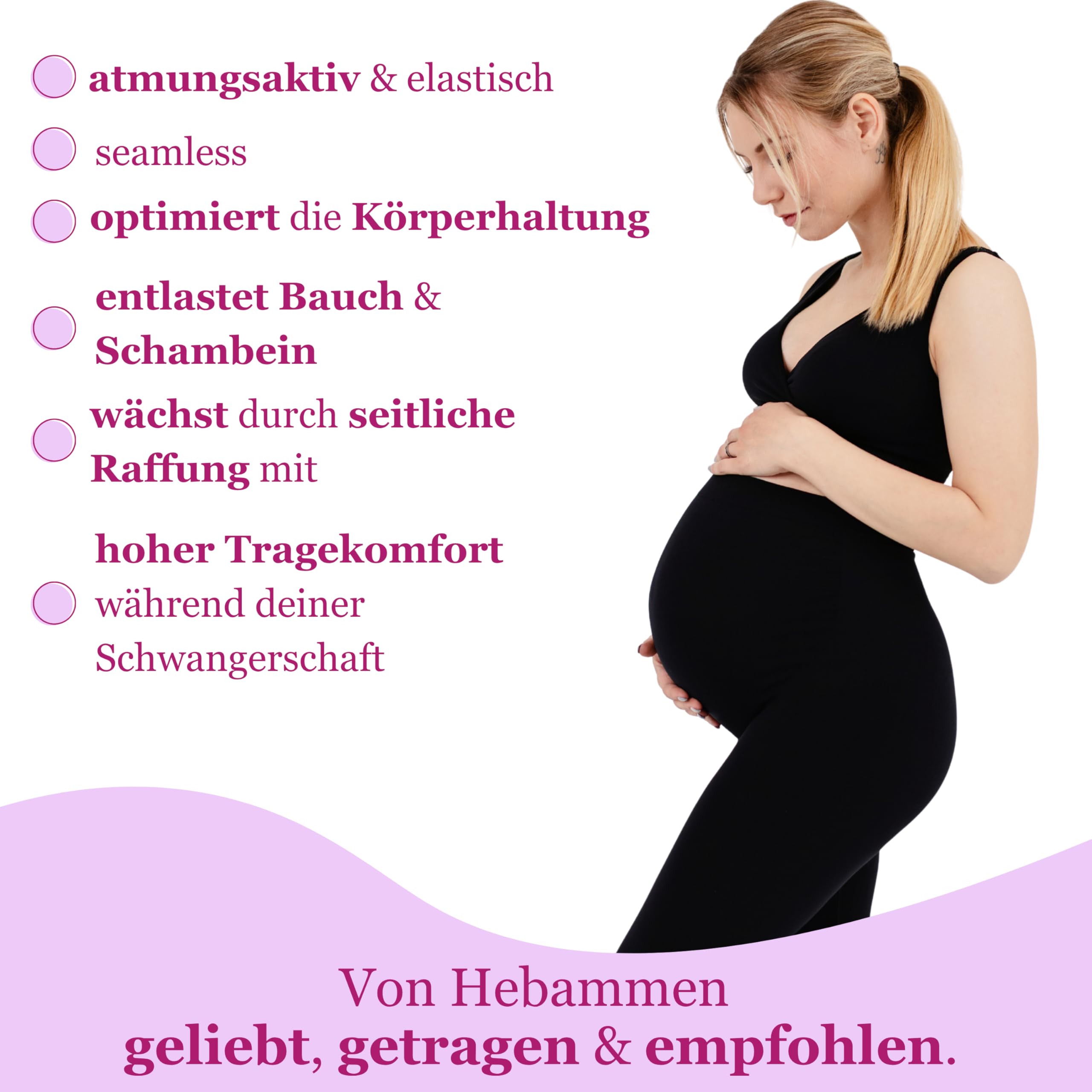 Kaiserschlüpfer Bauchgefühl Leggings - High Waist Umstandsleggings - Atmungsaktive Schwangerschaftsleggings - Umstandshose