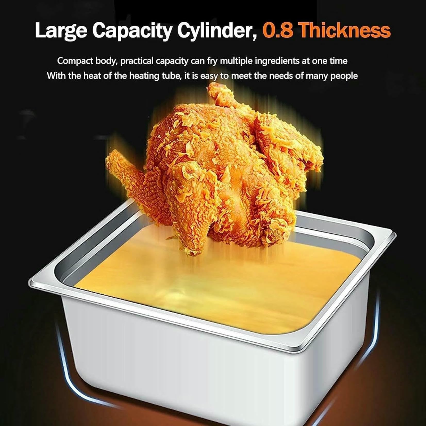 Cesta para freidora de Grasa Comercial, freidora eléctrica de Patatas Fritas Profundas, Grande, con Tanque, bandejas para Patatas Fritas comerciales de Acero Inoxidable con Cesta y Tapa