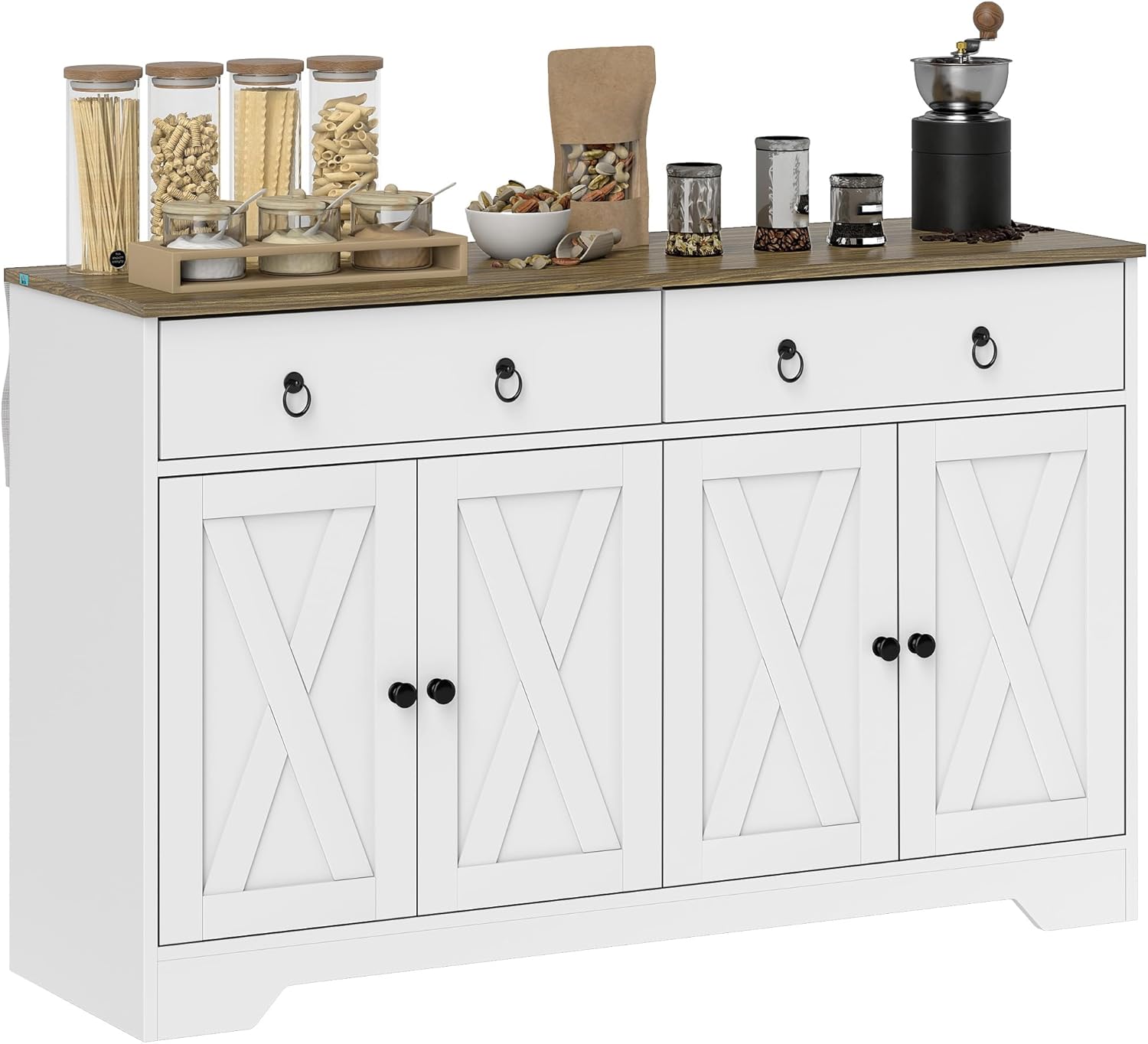 Homcom White Farmhouse Storage Cabinet