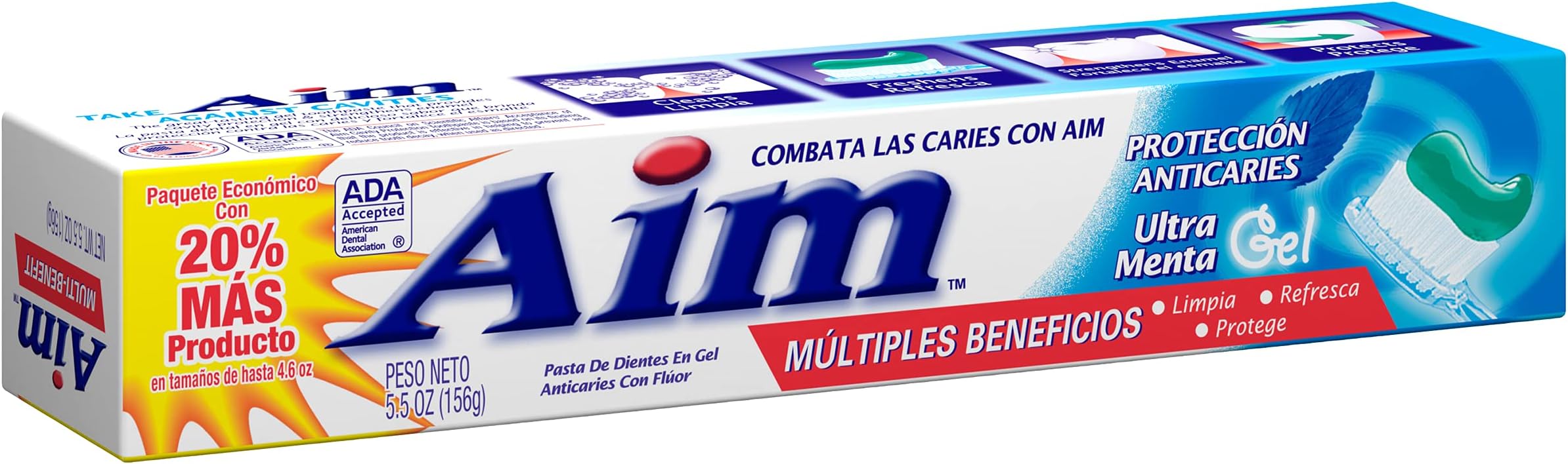 Aim Aim Cavity Protection Toothpaste Mint Gel, 6 oz (Pack of 3)