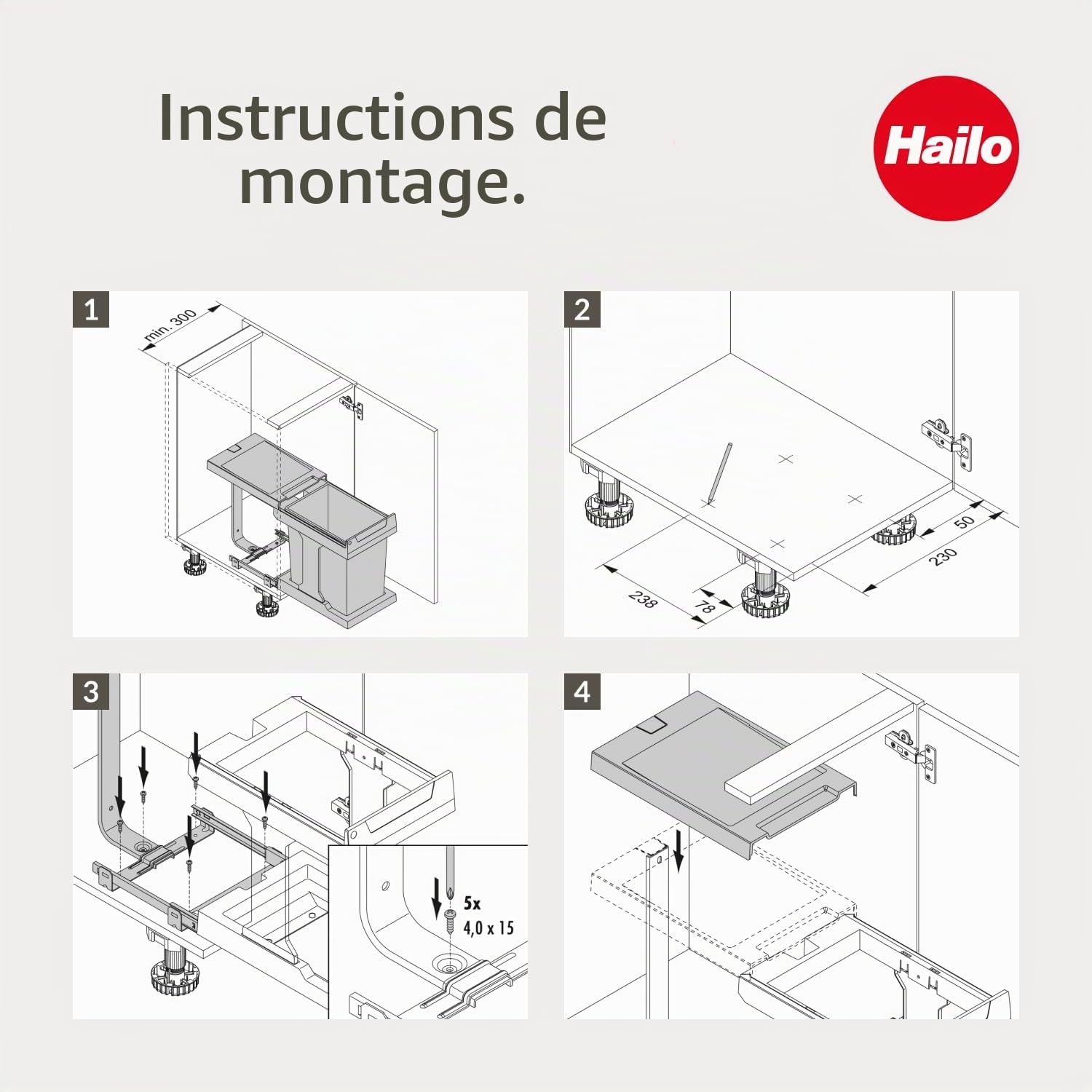 Hailo Collecteur de déchets Solo manuel 20 l 300 mm large anthracite