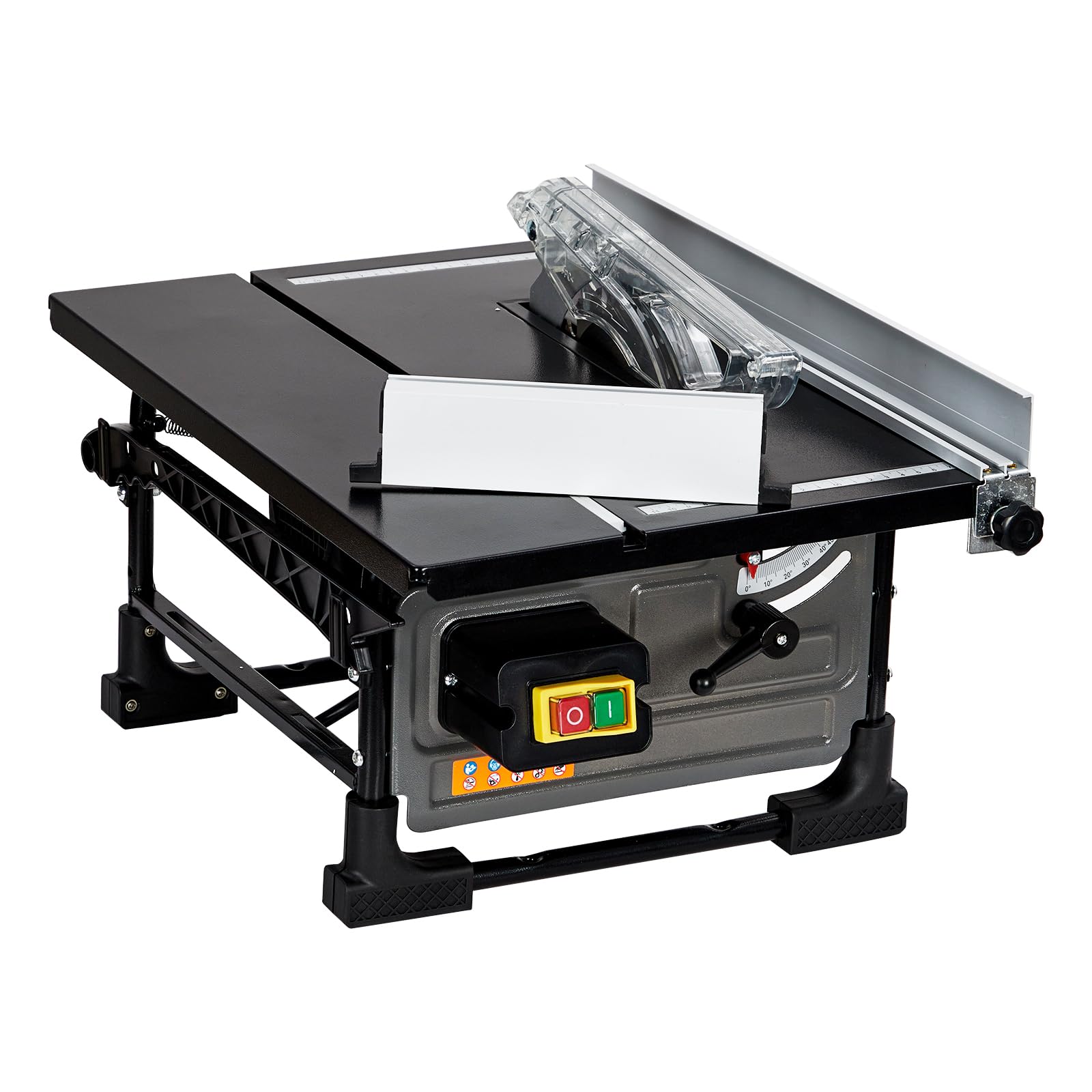 garvee 8 in table saw for jobsite, 6.7-amp copper motor, cutting speed up to 3576rpm, 24 t blade, compact portable table saw kit, with sliding miter gauge diy woodworking and furniture making, grey