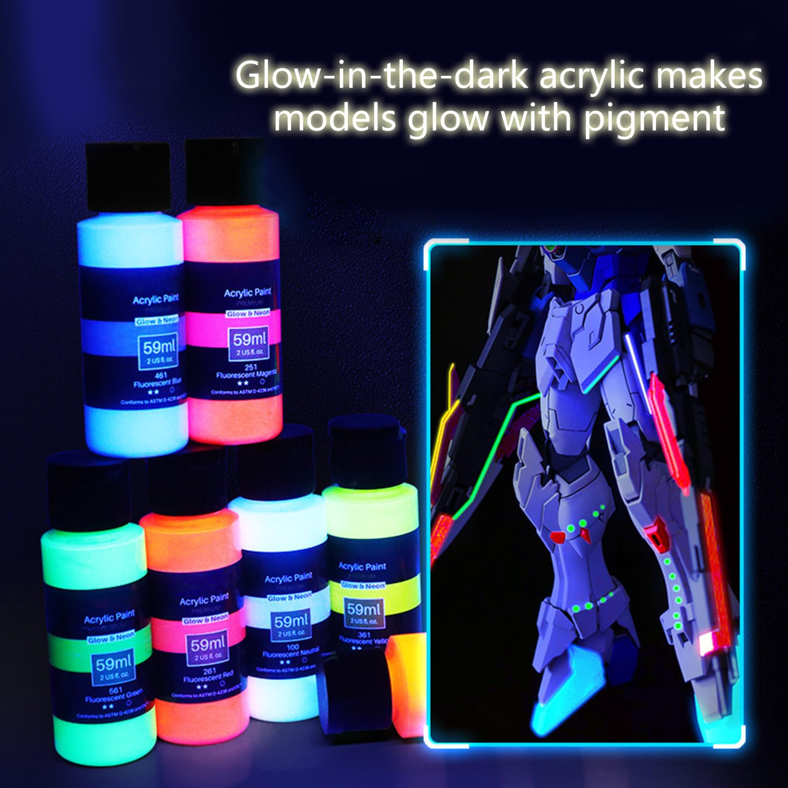 Pintura acrílica de color fluorescente, pigmentos ricos en agua para dibujar sobre madera, tela, lienzo, pintura acrílica