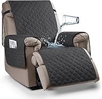 Vista 23 de Ruaozz Funda para silla reclinable 100% impermeable, antideslizante, de gran tamaño, para silla reclinable grande, lavable, con correas elásticas
