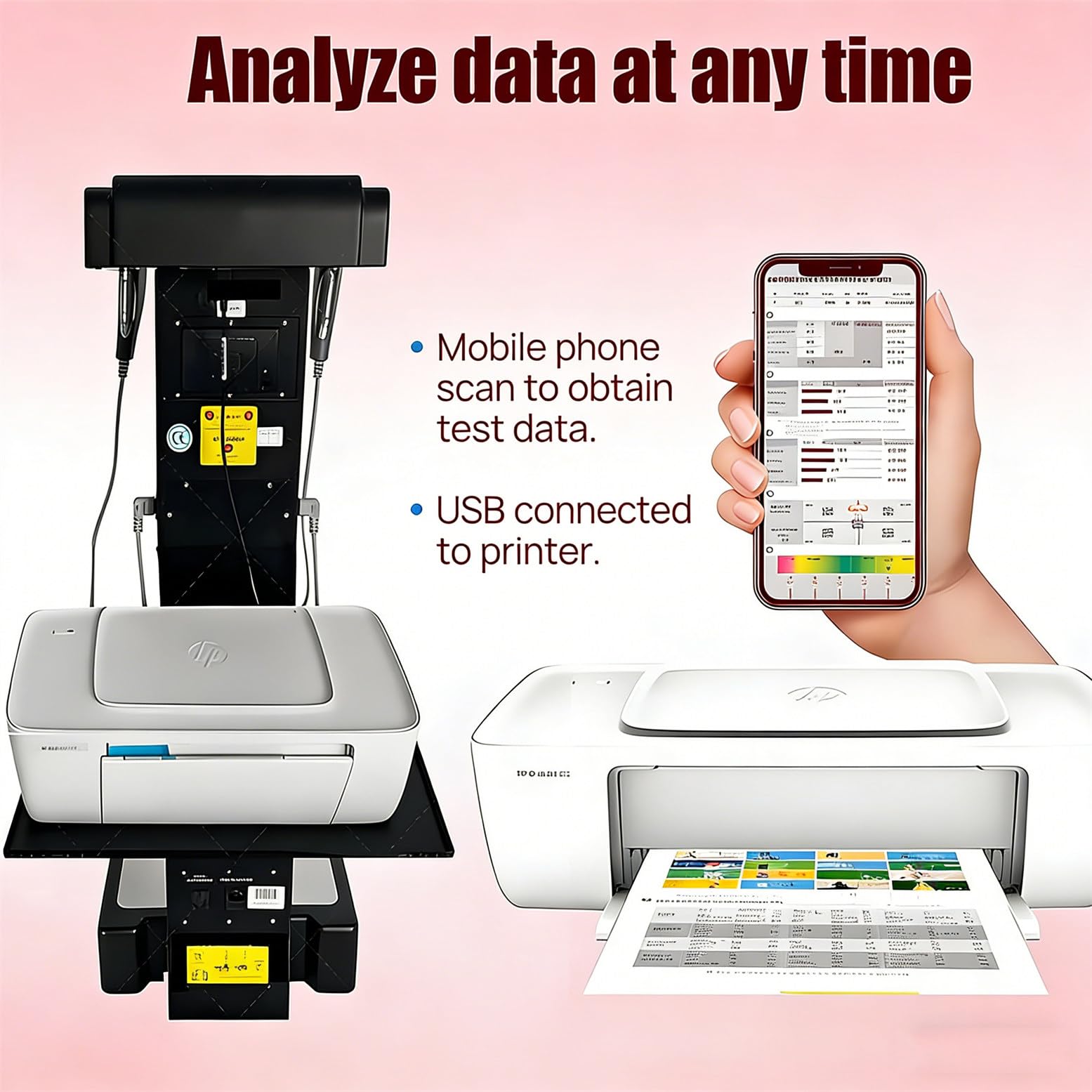 Analizzatore di Composizione corporea Commerciale per Palestra e casa, analizzatore per la Salute del Corpo, impedenza bioelettrica, Stampa Wireless Black