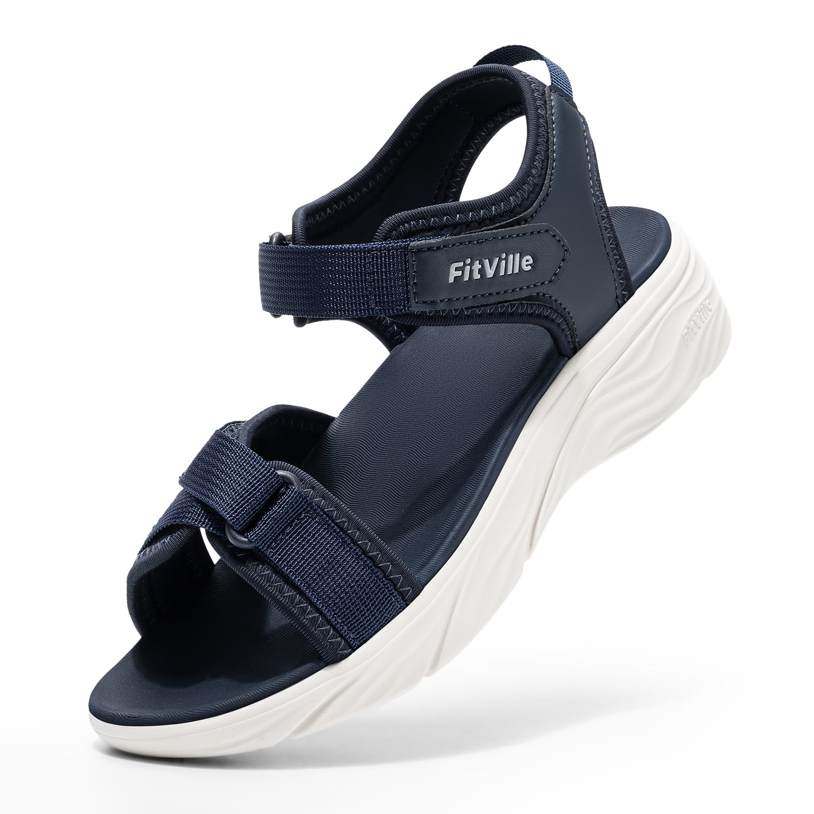 FitVille Weit Sandalen Damen Sommer Plateausandalen Bequeme Senioren Wandersandalen mit Verstellbarer Klettverschluss Gr.35.5-42.5