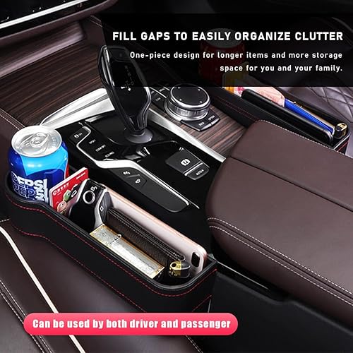 Miniatura 4 de Llenador de espacio para asiento de automóvil con expansor de portavasos, almacenamiento de asiento delantero automotriz con soporte para tazas,