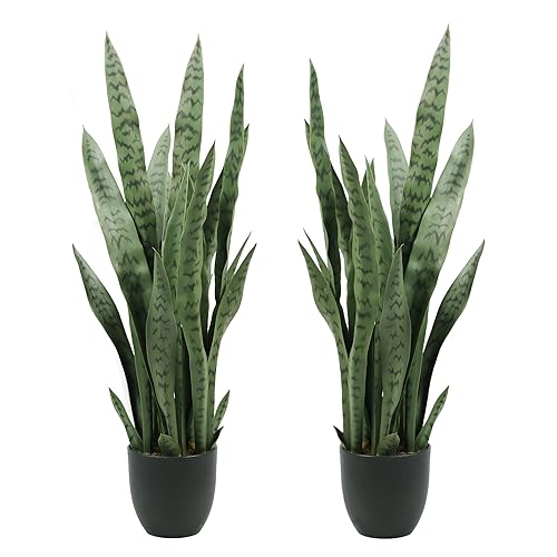 Solution4Patio 2PCS Artificial Sansevieria Trifasciata Prain 3 ft. Arbre Artificiel,