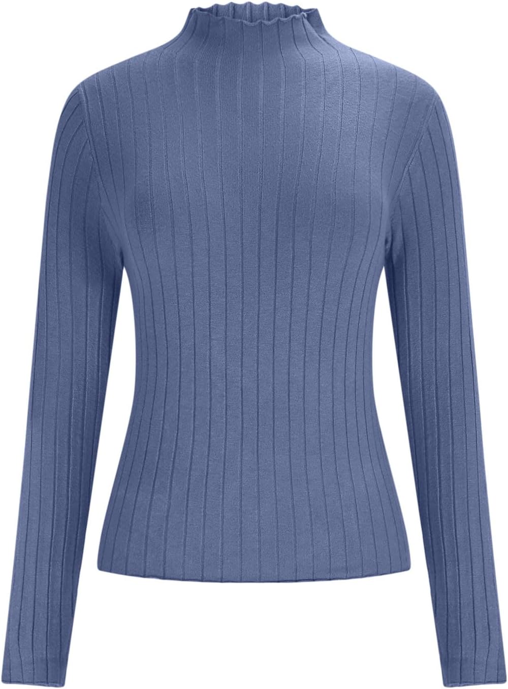 Womens Long Sleeve Mock Neck Sweater Shirts Ribbed Knit Slim Fit Basic Tee Tops Lightweight Tshirt Going Out Clothes