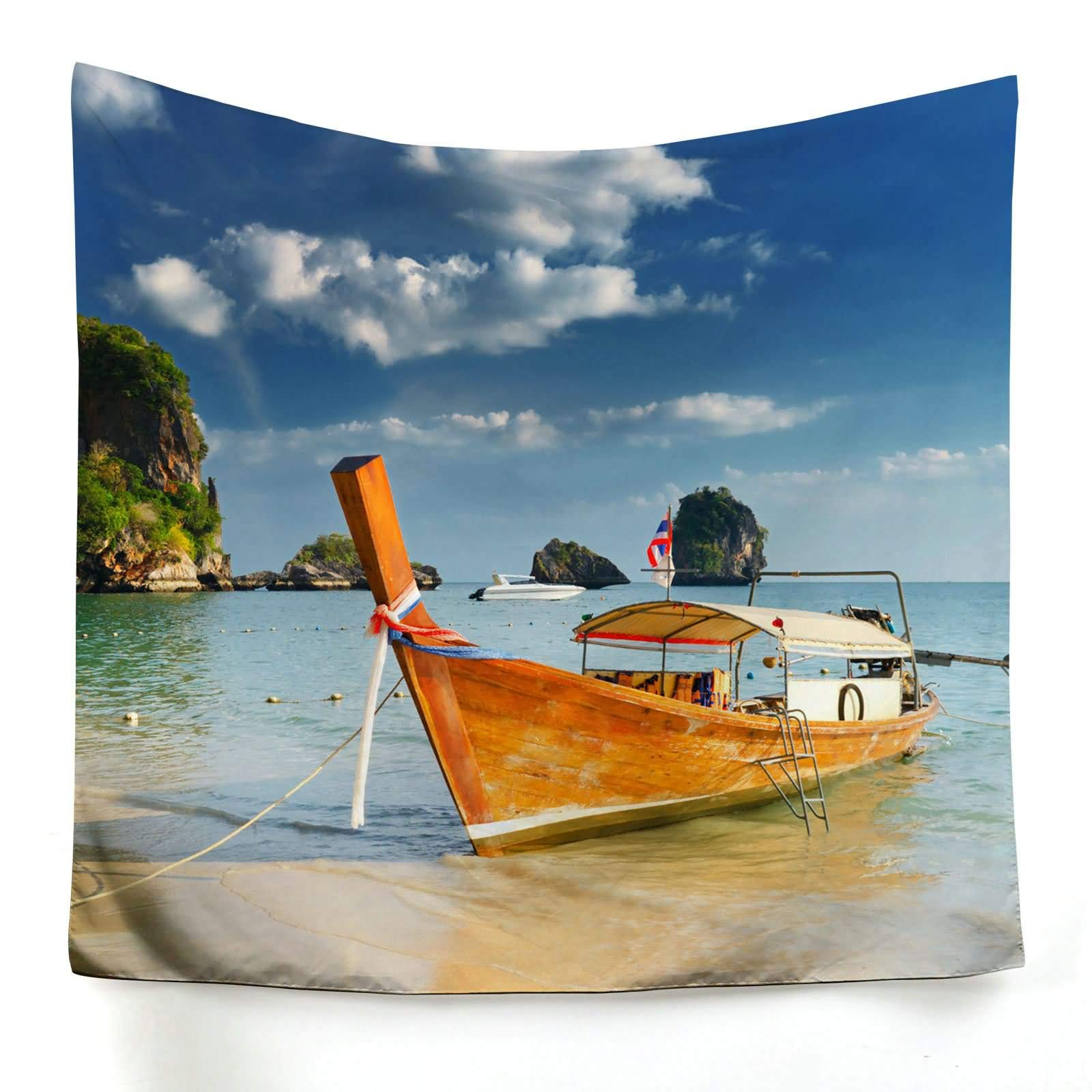 Tapisserie murale bateau océan pour réveiller un mur blanc triste avec style 150x130cm