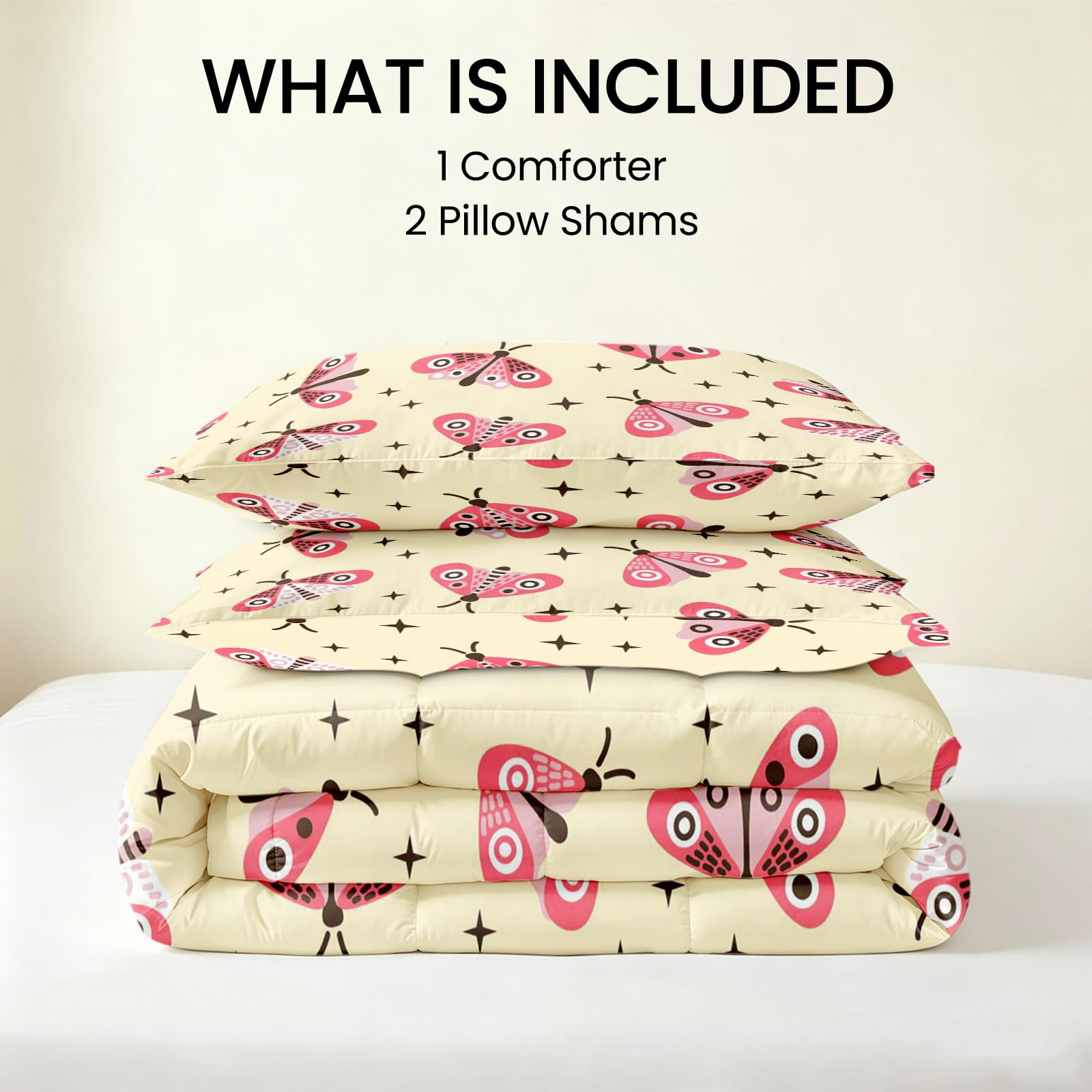 Couette 220x240 Imprimée Réversible Cartoon Papillon Duvet 2 Personnes