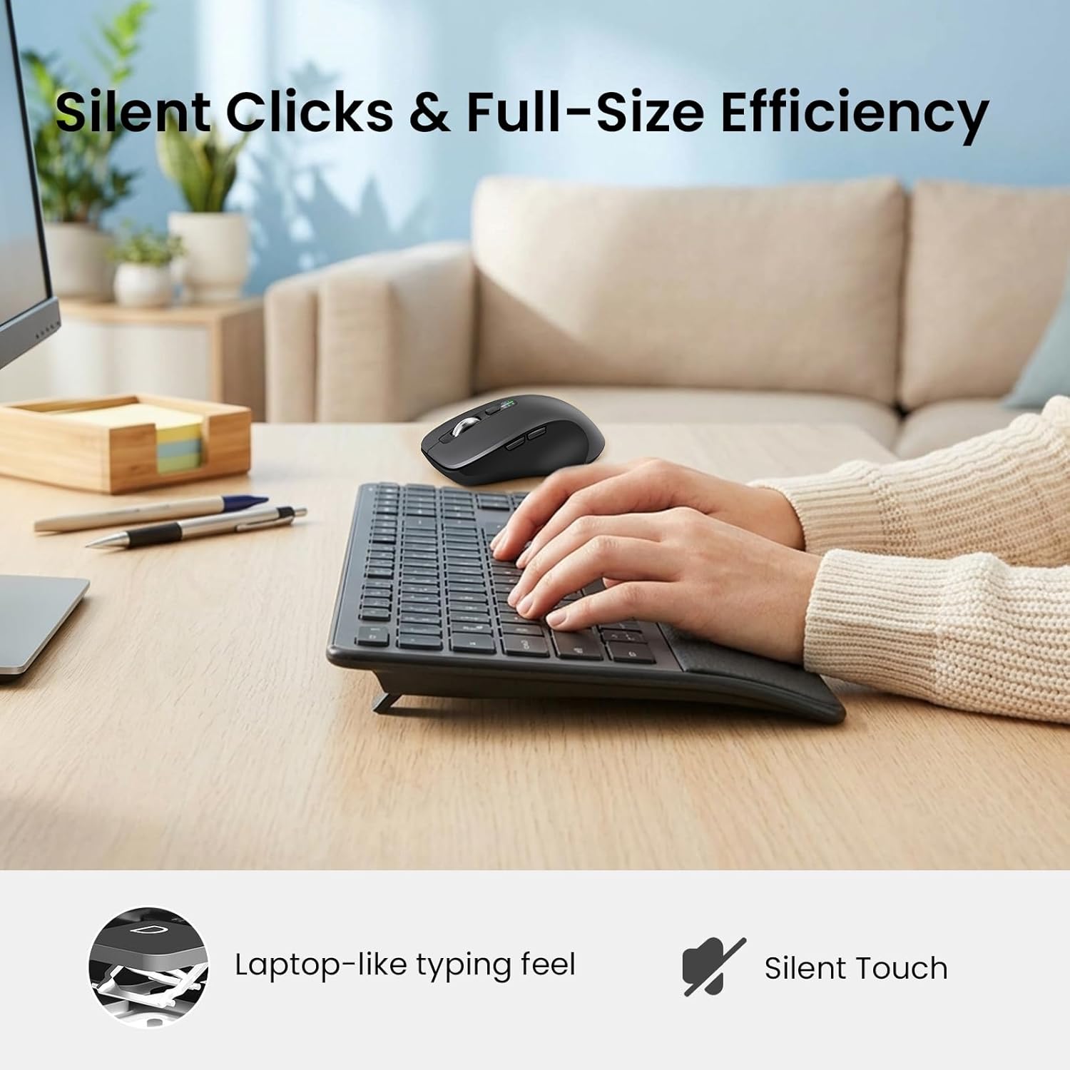 Wireless Keyboard and Mouse with Wrist Rest, Full Size Multi Device Keyboard and Mouse Combo, Bluetooth Keyboard and Mouse Combo for Laptop PC Mac, Work Keyboard and Mouse 6 71dn8icYaML. AC SL1500