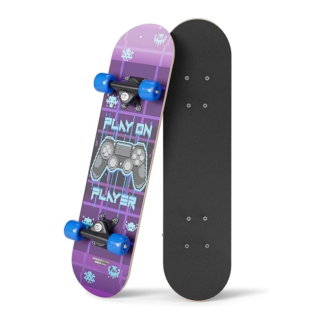 24 Mini Complete Skateboard Maple Wood ABEC 7 Bearings Double Kick Concave Deck Kids Skateboard Ideal Kids Cruiser