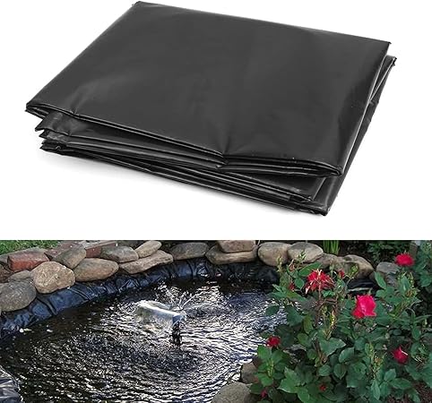 Image Pond Liner Heavy Duty for Koi and Fish Pools Flexible Foldable & Impermeable Durable Landscaping Swimming Pools Fountains, HDPE Material Easy to Install UV Resistant (Size : 6x15m/20x49ft)