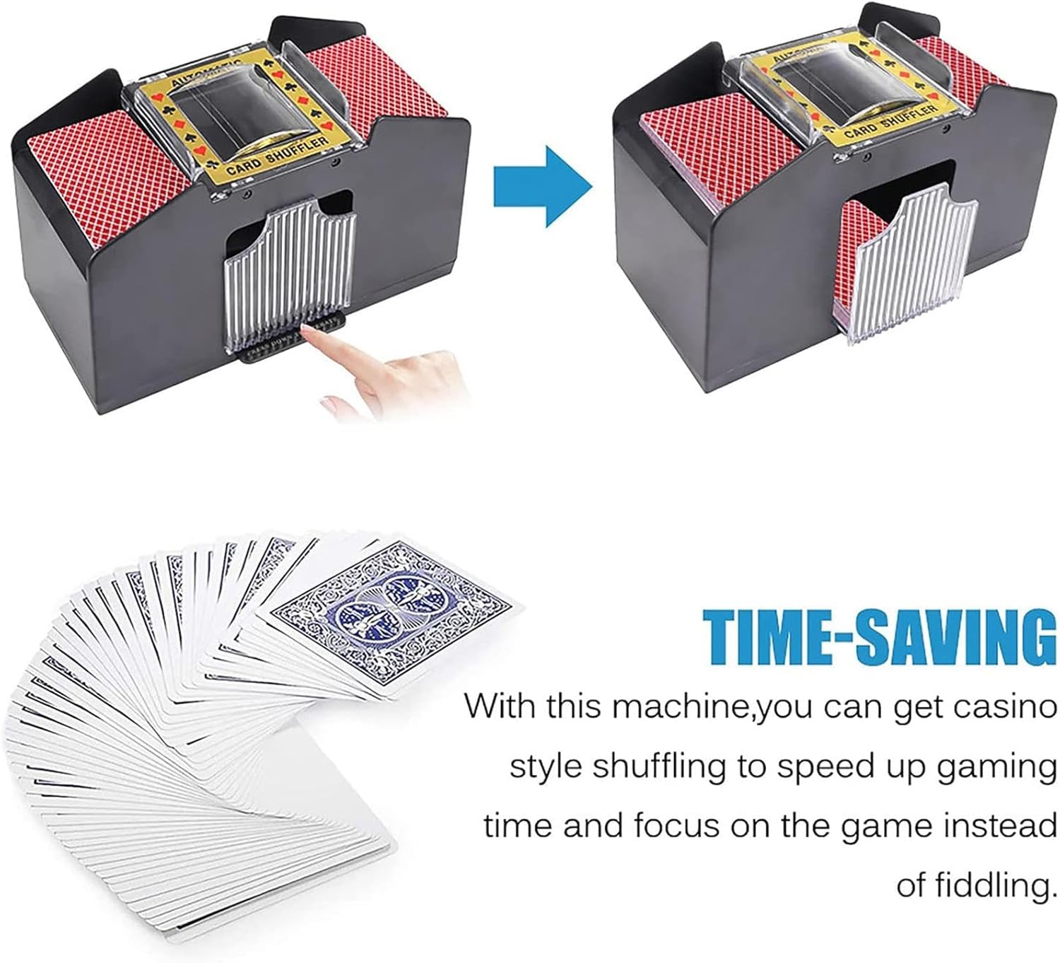 Automatic Card Shuffler Machine 2 Deck, Battery Operated, One/Two Deck Card Shuffle Sorter, Cards Playing Tool Accessories