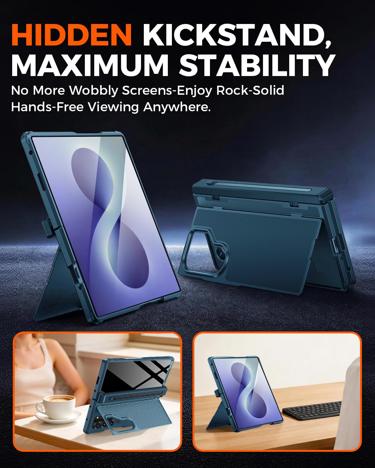 NINKI Custodia per Samsung Galaxy Z Fold 8 Ultra con pennino e portapenne e cavalletto nascosto, protezione magnetica per lo schermo della privacy, custodia per Samsung Z Fold 8 Ultra con portapenne