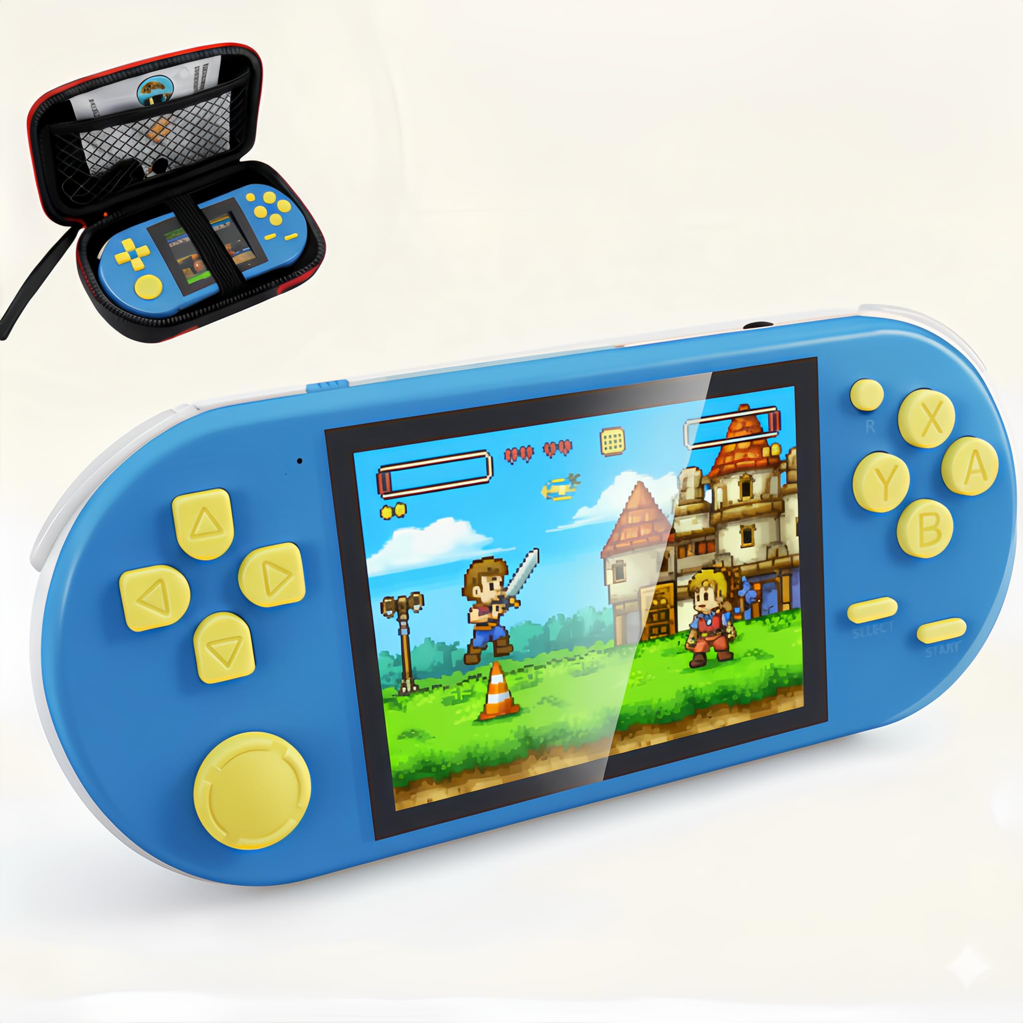 HideRacoon 16-Bit Handheld Game Console - 3 Inch HD Screen 300-in-1 Retro Games - Portable Classic Video Game Player for Kids & Adults, Include