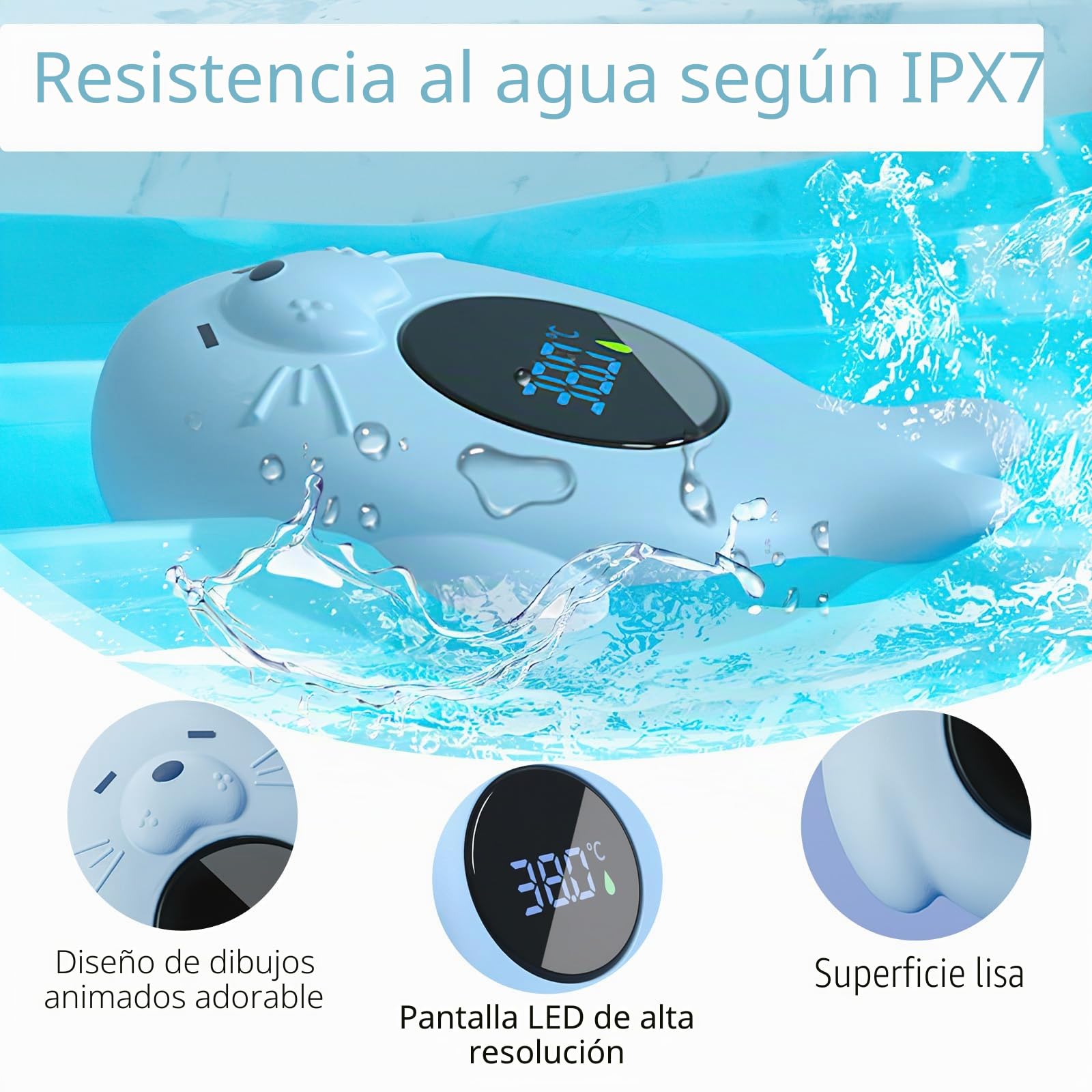 VOSSOT Termómetro digital de agua para bebés y niños - Azul