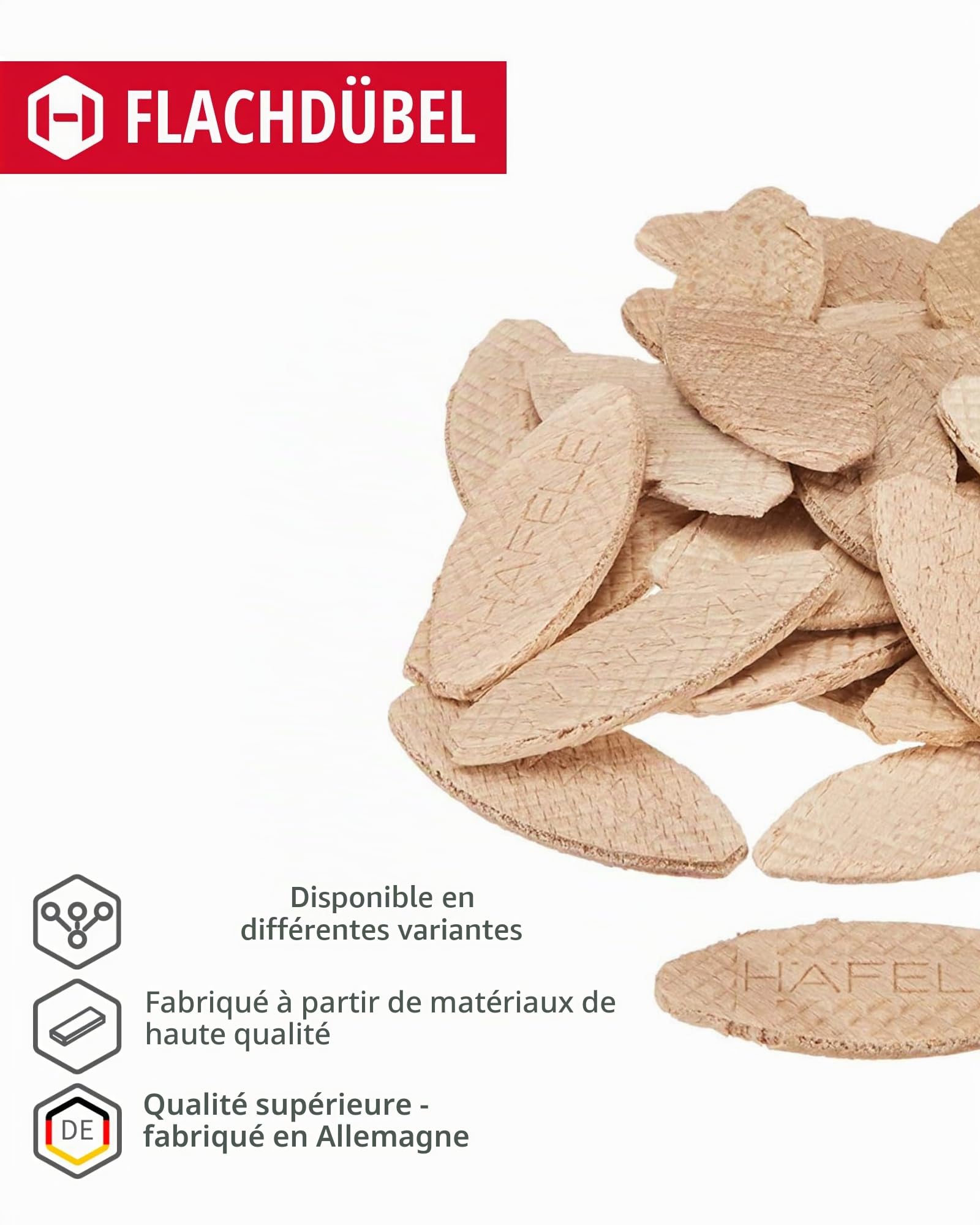 Gedotec Chevilles plates en hêtre, également appelées Lamello | Plaquettes d'assemblage en bois Assortiment de 100 pièces de taille 0-10 - 20