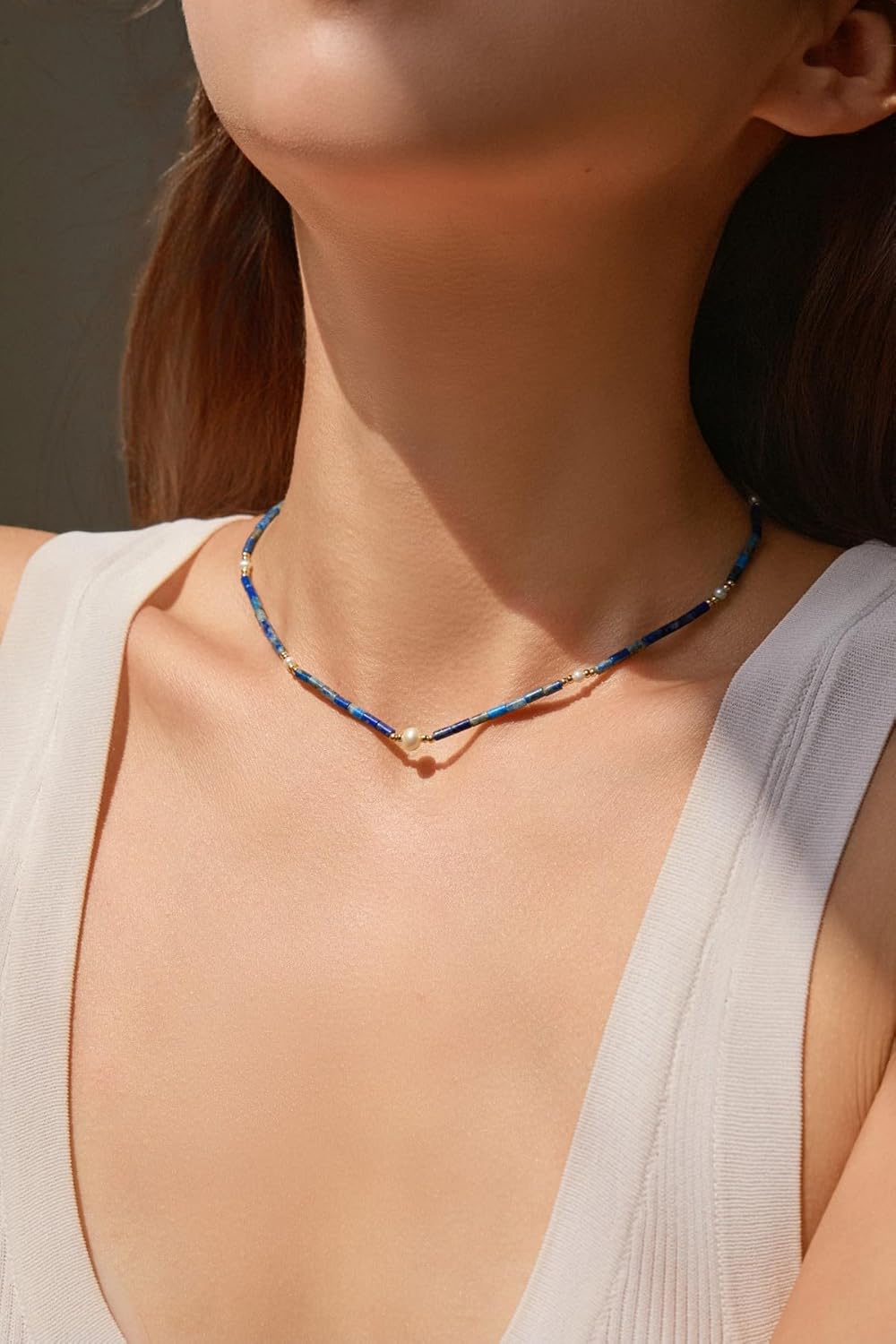 Stjarna Gemstone Beaded Choker for Women Tiny Turquoise Agate Lapis Lazuli Freshwater Pearl Handmade Necklace Jewelry - Image 2