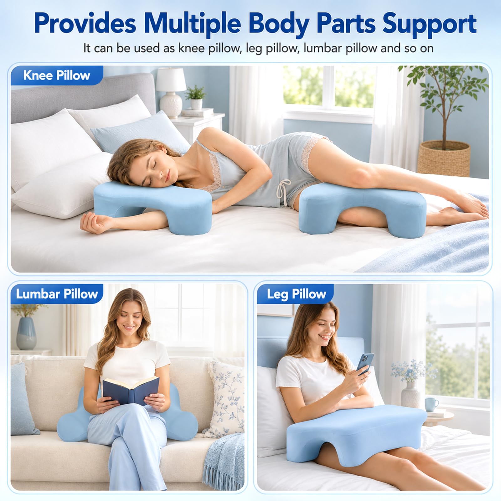 Almohada grande para dormir de lado, almohada ergonómica para dormir de lado con sisa, almohada ortopédica de espuma viscoelástica para cuello y hombros, almohada de seda de hielo, para espalda y