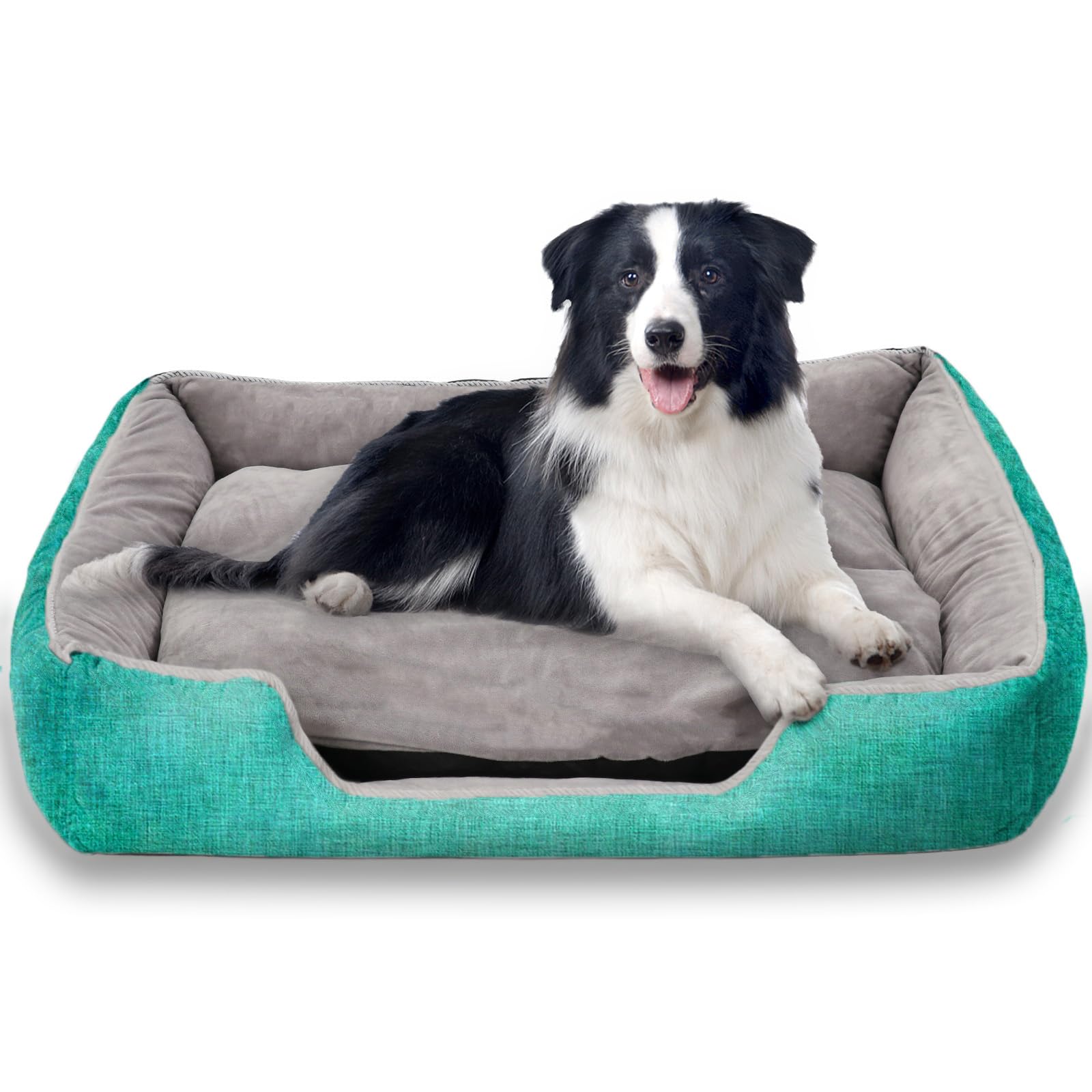 EleganceEssentials Dog Bed for Small & Medium Dogs or Cats – Soft, Fluffy, Removable & Washable Bolster Bed, Cozy Nest for Indoor Pets, Stylish & Warm Pet Sofa (Blue+Gray, M)