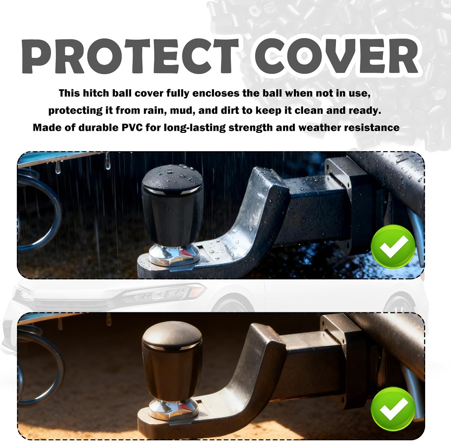 3PCS Trailer Hitch Ball Cover Kit,Multi-Size Trailer Ball Cover Kit for 1-7/8",2",2-5/16",Universal Trailers Hitch Covers Car Accessories for Protecting Trailers Hitches Balls