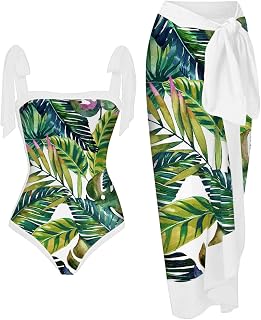OIUHJN Traje de baño casual de 1 pieza para mujer con bikini-maxi-falda envolvente de 2 piezas con estampado floral conjunto tankini traje de baño 140, verde, XL