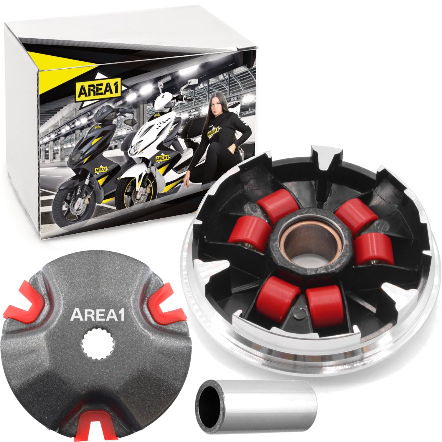 Area1 Juego de variador de tuning con embrague tuning para scooter con motor de 50 cc 2T compatible con Aerox Neos Jog Nitro Ovetto Mach G Booster Italjet