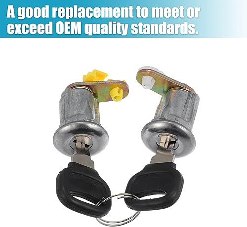 Miniatura 6 de ACROPIX Cilindro de cerradura de puerta de repuesto para Mazda B2200 - Paquete de 4 unidades, tono plateado, negro