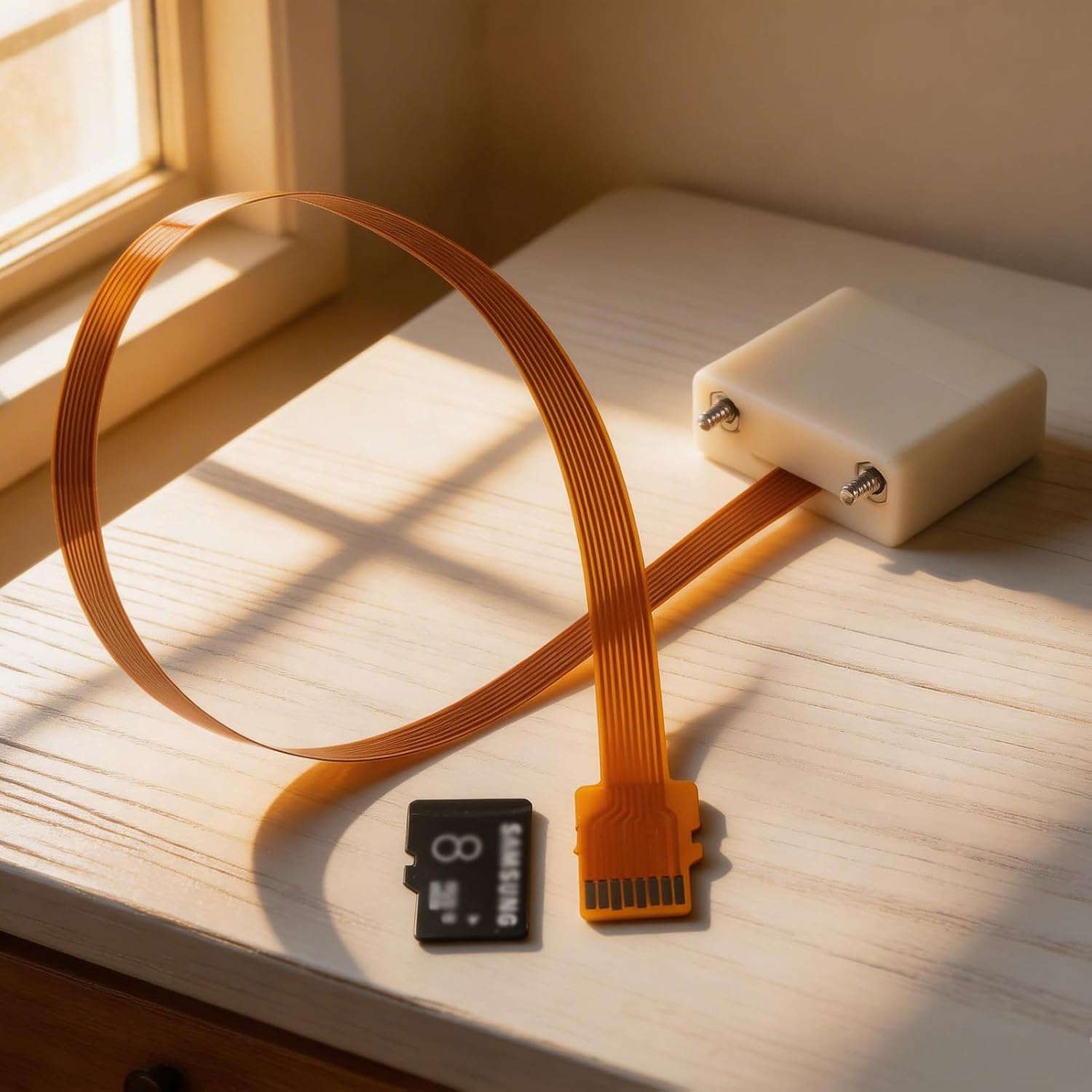 25 cm / 9.8 in Micro SD (TF) Card Extension Cable, Panel-Mounted Flexible FPC Extension Cable, TF Card Reader Adapter Cable, Suitable for Cabinets, Chassis, and Enclosures