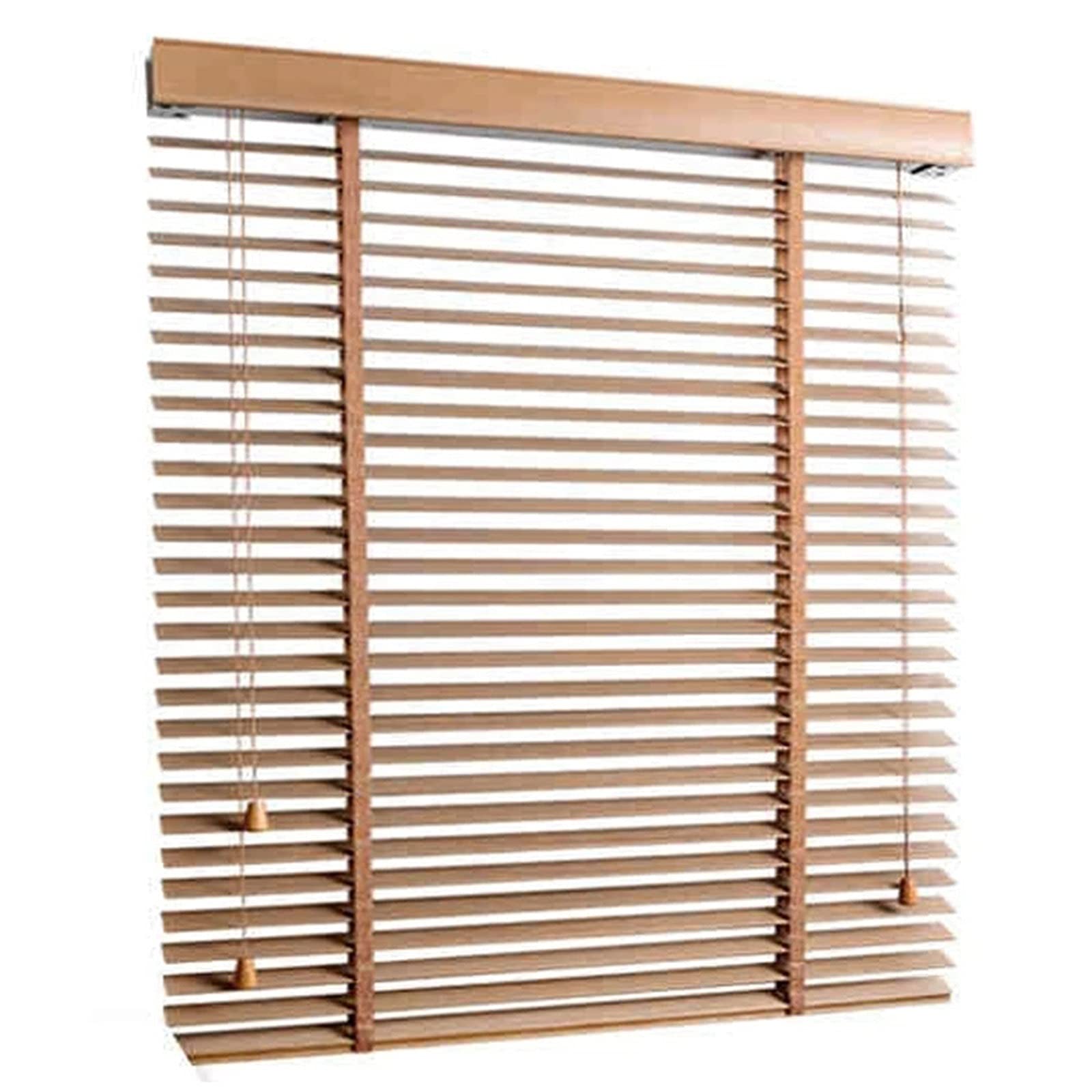 Store vénitien bois lames 50mm brise-vue ajustable pour fenêtre cuisine