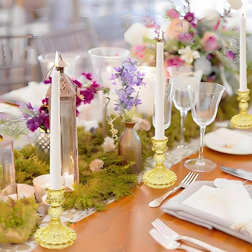 Miniatura 9 de Portavelas de cristal, portavelas cónico a rayas, juego de 6 candelabros para centros de mesa, decoración del hogar, bodas, festivales y fiestas