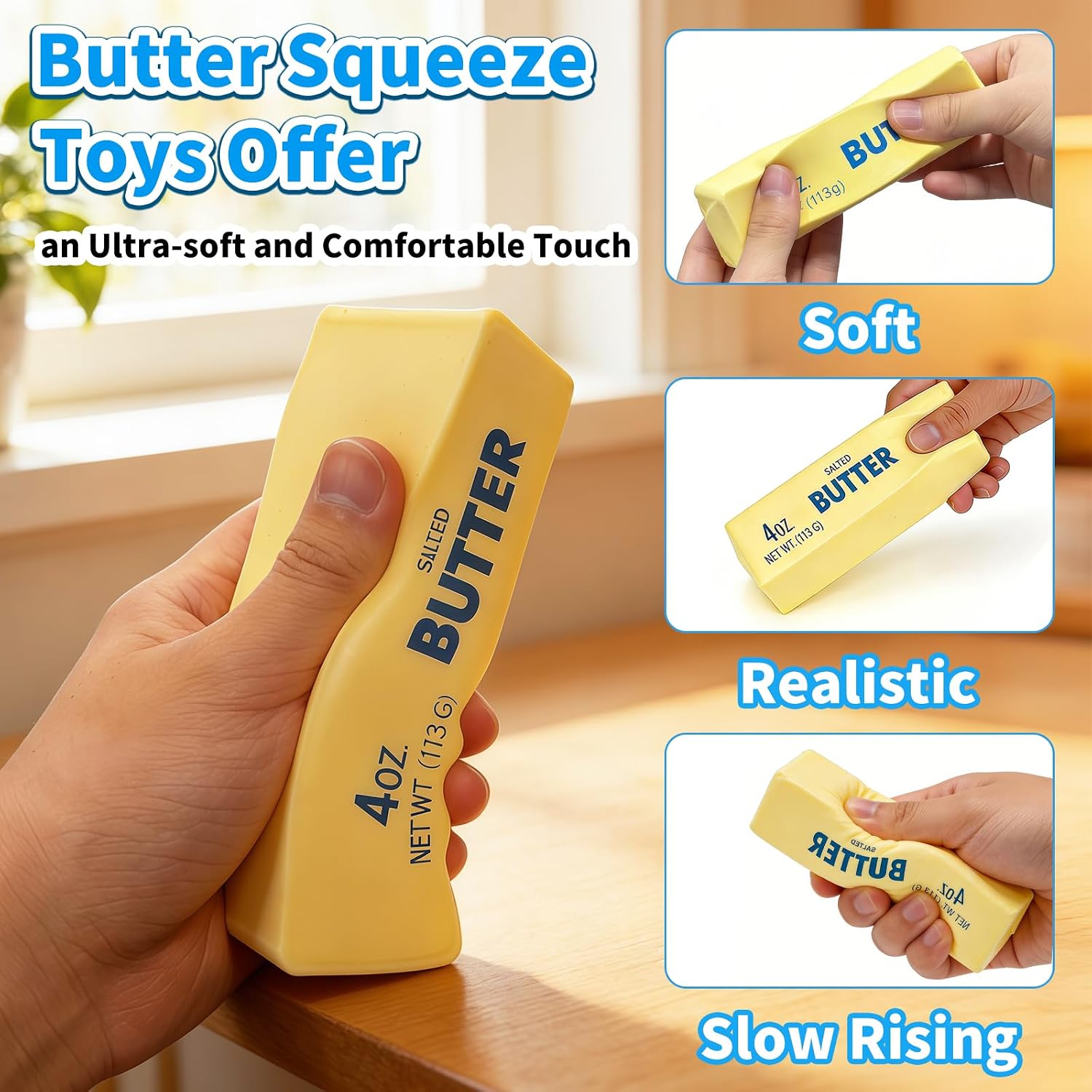 5 Pcs Butter Squeeze Toys, Slow Rising Soft Squeeze Fidget Toys for Stress Relief Hand Relax, Party Favor
