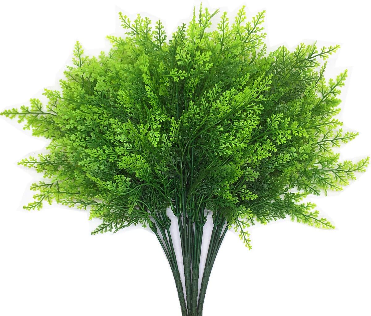 CATTREE Artificial Ferns Shrubs Bushes, Faux Plastic Plants Fern Leaves Fake Persian Grass Wedding Indoor Outdoor Home Garden Verandah Kitchen Office Table Centerpieces Arrangements Decoration 4 Pack