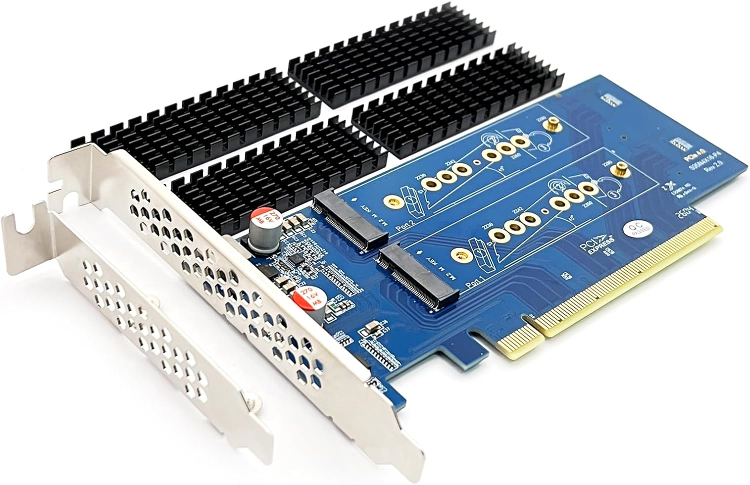 10Gtek Dual M.2 NVMe SSD Adapter Card - PCIe 3.0 x8 Slot (M-Key), Supports 2X NVMe Drives via Bifurcation | Requires BIOS Split Support | High-Speed Storage Expansion for Desktop PCs