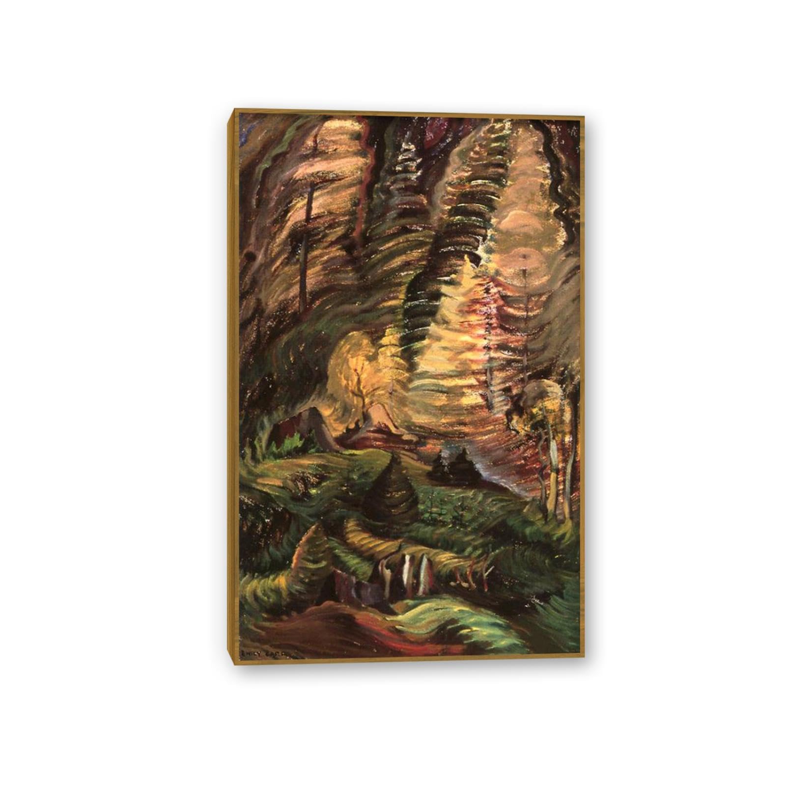 Hau3sh3a Emily Carr Impresión en Lienzo Algo sin nombre poster cuadros famosos Reproducción en Lienzo abstracto paisaje Cuadros Decoracion Salon Modernos80x50cm(31x20in) Marco dorado