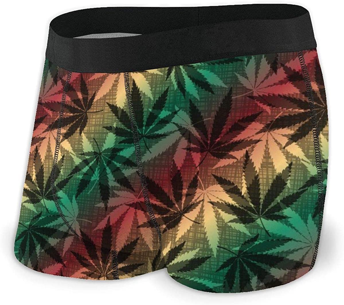 934 Stretch Boxer Cannabis Leaves Waist Underwear Rude Underwear Novelty Boxer Shorts For Dad, Husband, Gift L