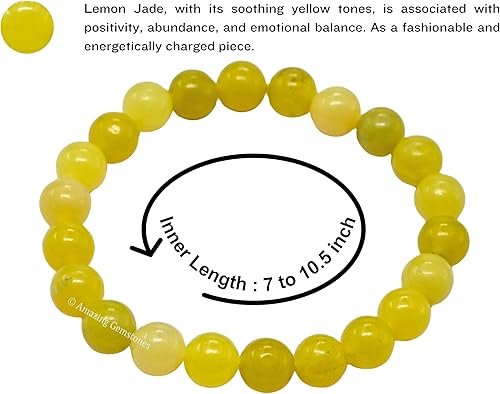 Vista 361 de Amazing Gemstone Crystal Bracelet for Women Men's Gifts - Protection Healing Crystal Bracelet - 8mm Gemstone Beaded Stretchable Bracelet Pulseras