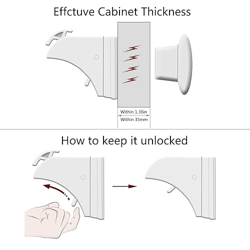 Miniatura 4 de Norjews Cerraduras magnéticas adhesivas de seguridad para niños (20 cerraduras y 3 llaves), fácil de instalar en segundos, sin tornillos ni