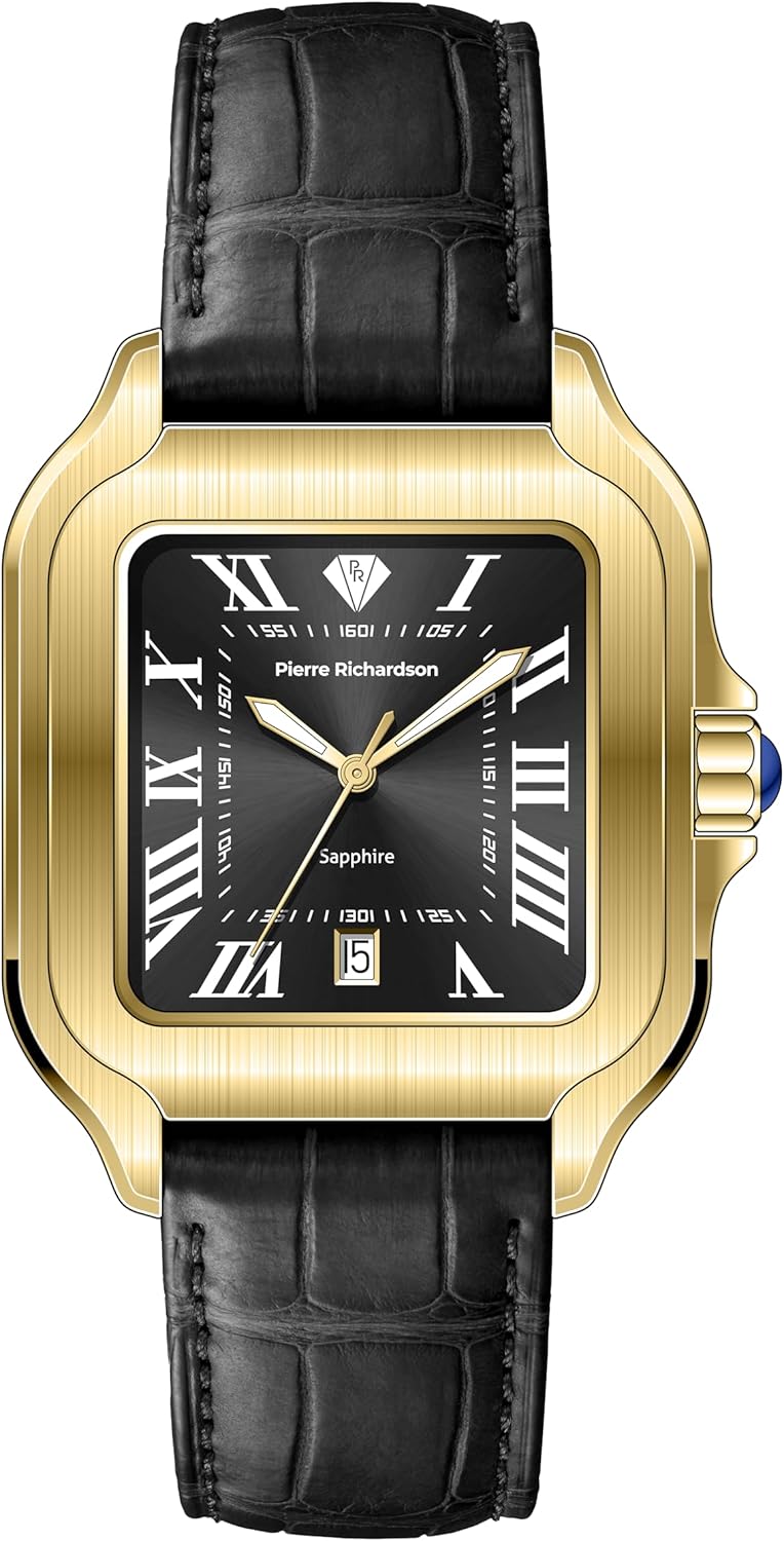 PIERRE RICHARDSON PR8711 Men's Watch - Silver Stainless Steel Japanese Quartz, 10ATM Water Resistant, Scratch-Resistant Sapphire Crystal Glass, Elegant Dress Watch for Men, Reloj para Hombres