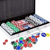 Vista 1 de Juego de fichas de póquer de lujo, 300 fichas de póquer con estuche de aluminio, juego de fichas de casino de 0.41 oz para Texas Holdem Blackjack