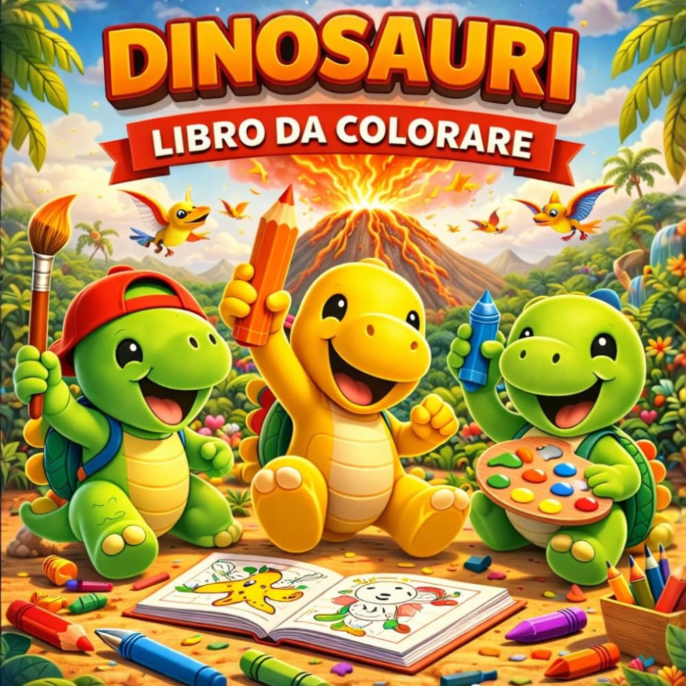Dinosauri: Libro da Colorare per Bambini 4-8 Anni: Disegni Divertenti di Dinosauri da Colorare