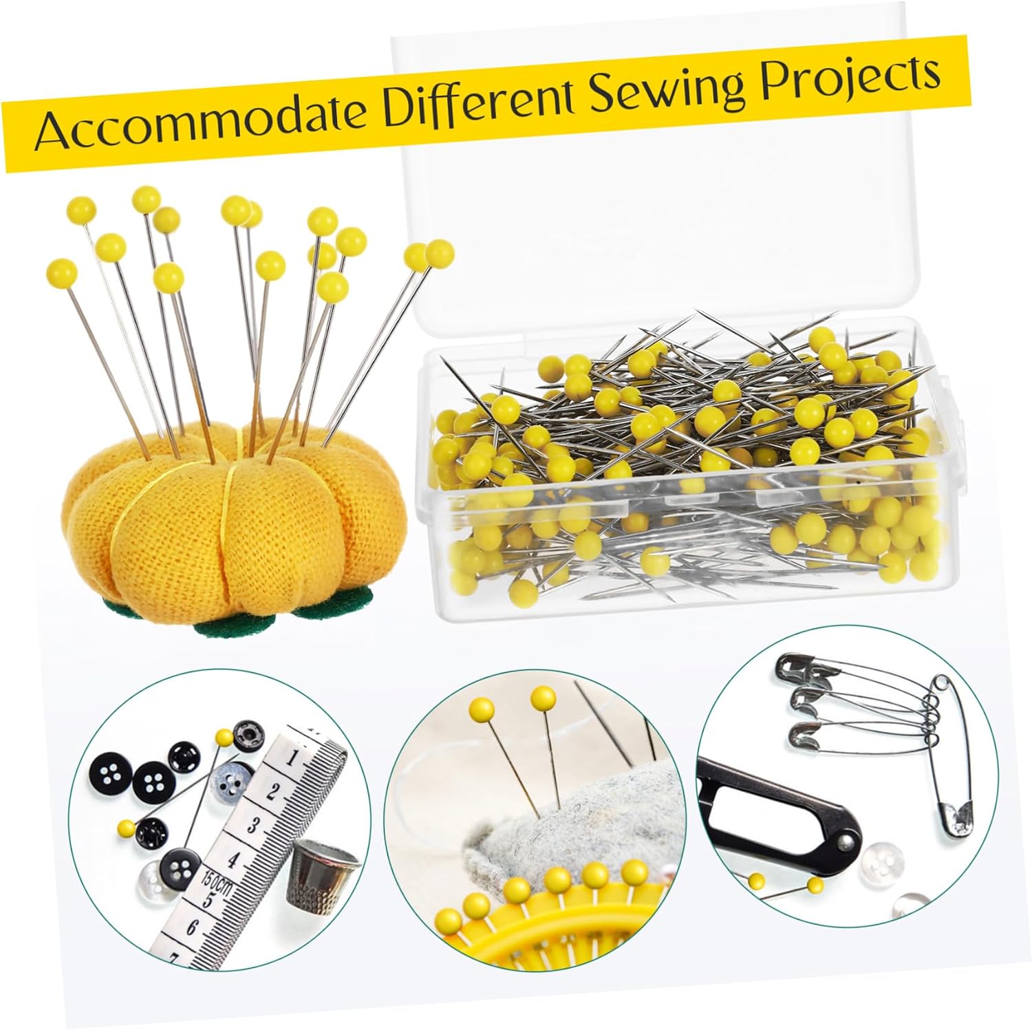 SMASOLO 500Pcs Glass Head Pins for Sewing Quilting and Jewelry Making Durable Straight Pins with User Friendly Design Glass and Plated