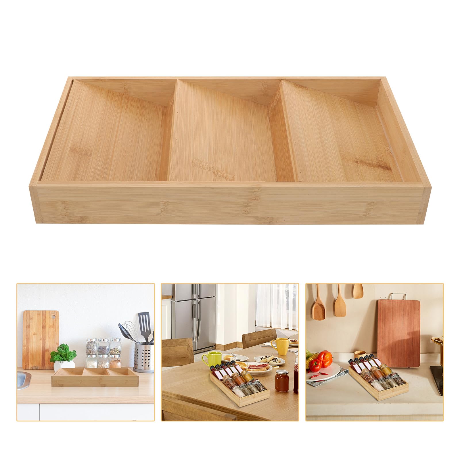 Beavorty Estante de Especias de Bambú de 3 Niveles para Encimeras, Organizador de Condimentos y Recipientes, Almacenamiento de Cocina Versátil y Compacto para Tarros de Especias